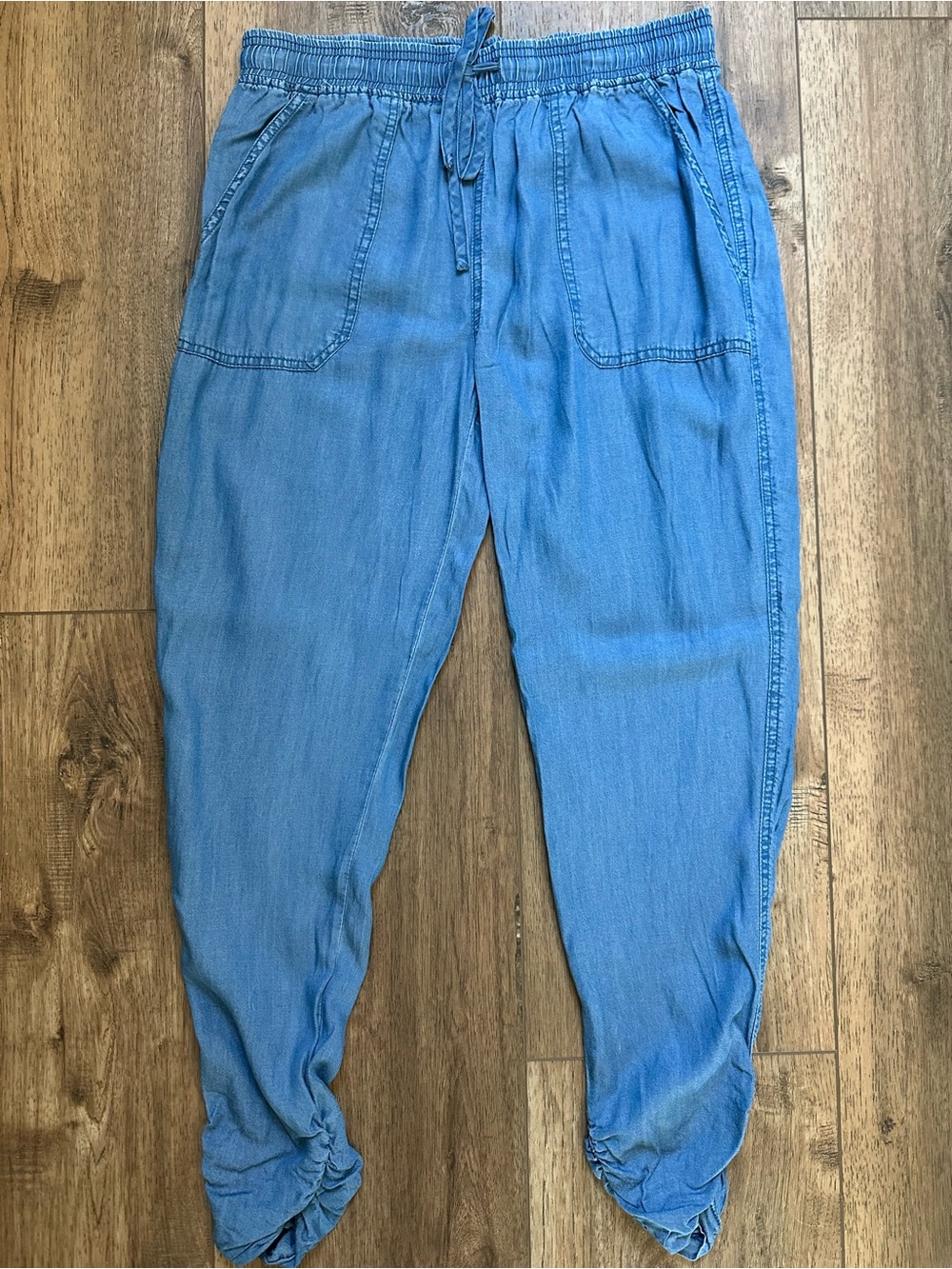 Thread+Supply Chambray Pants, Elastic, Jogger, Ruched Hem, Tencel Lyocell, Small